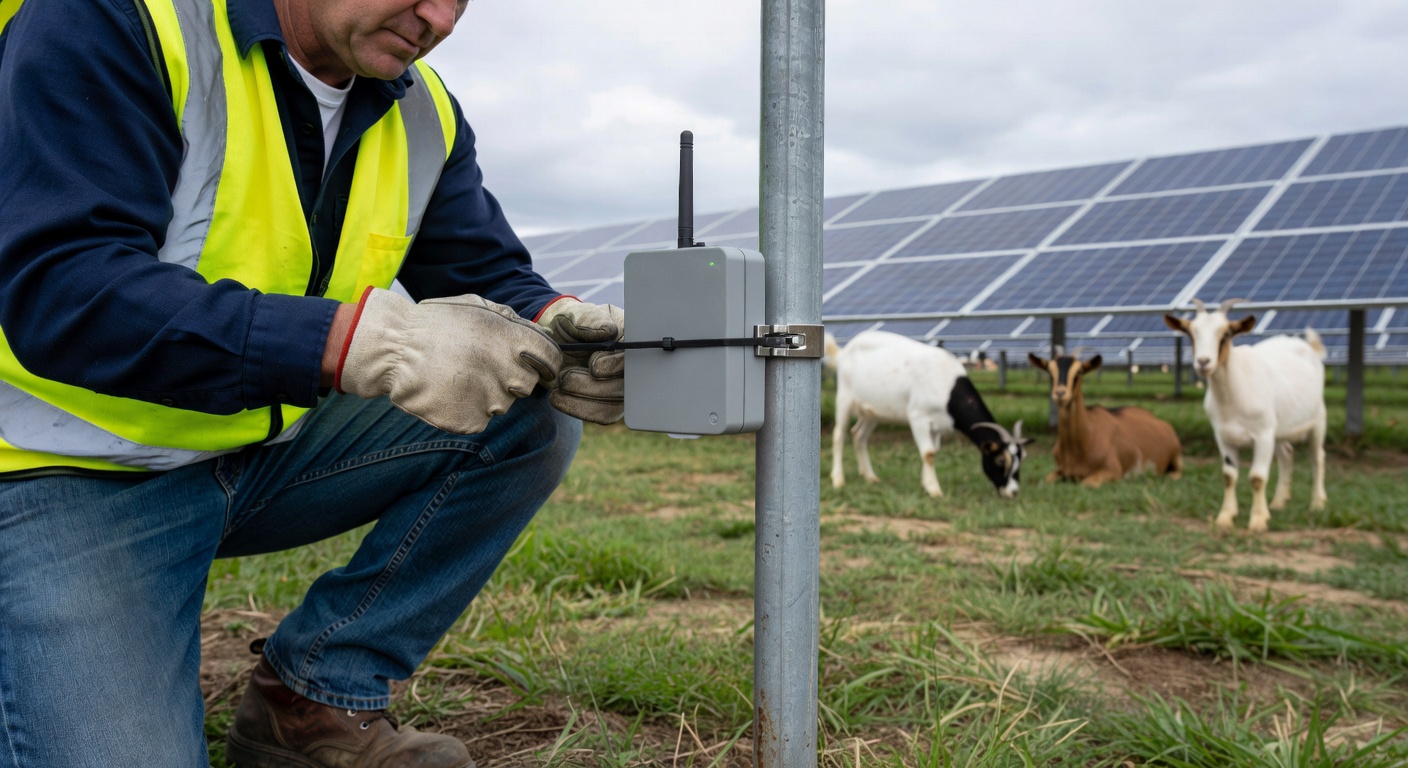 Technician installing mesh network node